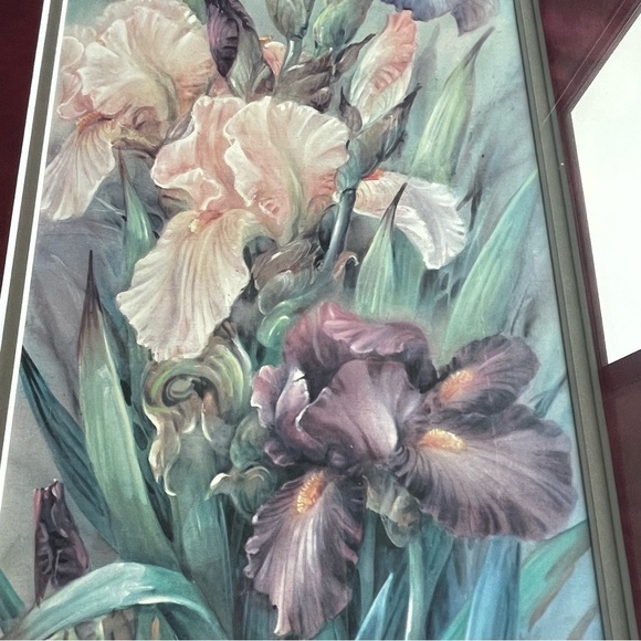 Lena Liu Floral Handsigned Artwork Print Peach And Purple Irises Limited Edition - Picture 7 of 11